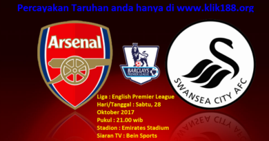 Prediksi Skor Arsenal vs Swansea City 28 Oktober 2017